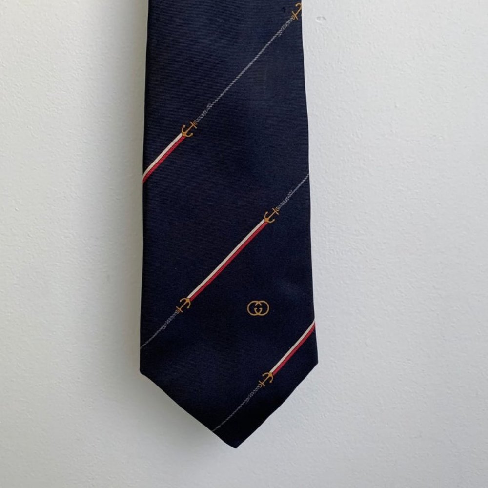 Gucci Navy Blue with Anchor Stripe